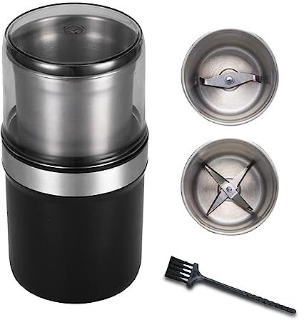 Macinacaffè - Macinacaffè elettrico Macinacaffè e macinini Macinapasta Spezie e altro, Frullatore per noci e semi con pennello pulito Nero(double)