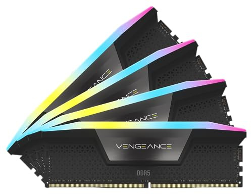 CORSAIR Vengeance RGB DDR5 RAM 96GB (4x24GB) hasta 5600MHz CL40 Intel XMP iCUE Memoria de Ordenador Compatible - Negro (CMH96GX5M4B5600C40)