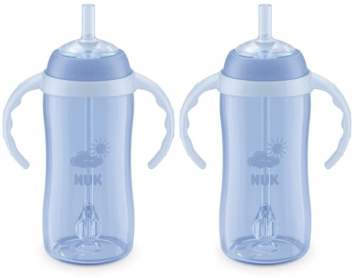 NUK Learner Straw Cup, 10 oz, 2-Pack - Toddler Cup with Soft Straw for Easy Drinking, 6 Months and Up