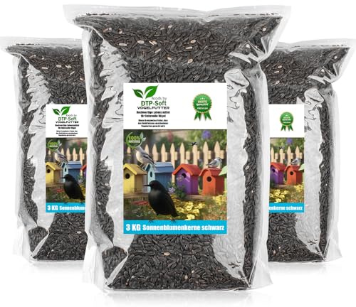 3X 3kg Sonnenblumenkerne schwarz Streufutter Vogelfutter Vögel Wildvögel Sonnenblumen im Doypack (9 kg)