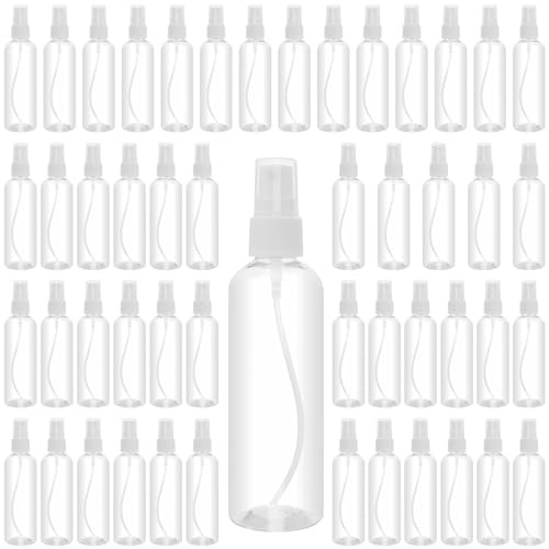 KOHAND 50 Pack 120ml Plastic Spray Bottles, Clear Travel Containers with Caps, Mini Mist Sprayer Small Plastic Spray Bottles for Perfume, Cosmetic, Liquids