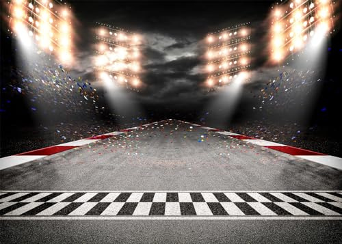 DePhoto 7(W) x5(H) FT Race Track Backdrop Race Car Track Championship Finish Line Portrait Photo Background Boy Man Birthday Racing Party Car Motorcycle Party Photography Studio Supplies