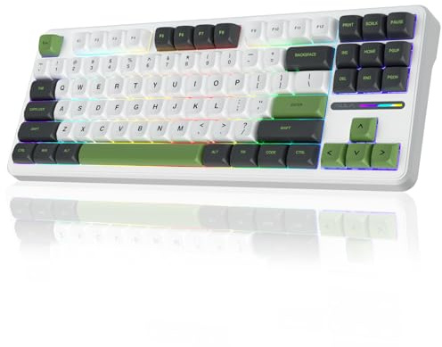 AULA Tastiera wireless F87 da gioco Tri-mode,75% tastiere personalizzate hot swappable, imbottitura a cinque strati, interruttori pre-lubrificati, retroilluminazione RGB, tastiera meccanica TKL per PC
