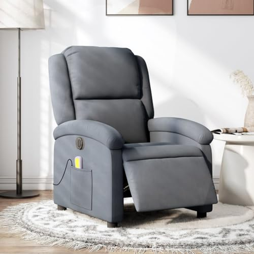 Homgoday Massagesessel Elektrisch Relaxsessel Fernsehsessel Ruhesessel mit Liegefunktion Polstersessel Liegesessel Verstellbare Rückenlehne TV Sessel, für Wohnzimmer Dunkelgrau Samt