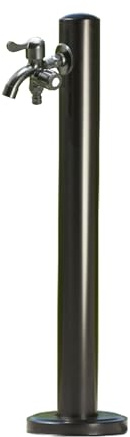 Nero Fontana da Giardino Esterno Moderna Fontanelle da Giardino Acciaio Inossidabile Rubinetti da Esterno Fontane da Giardino(Color:Round column with dual faucet,Size:60cm)