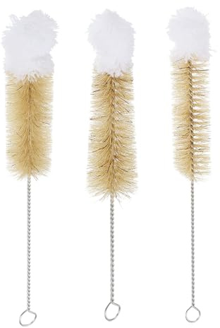 PATIKIL 7.5, 8.3, 11.2 Straw Cleaner Brush Set, 3Pcs Stainless Steel Natural Pig Bristle Wool Tip Pipe Wire Cleaning Brush with Hook for Lab Glass Supplies Flask Tube Bottles