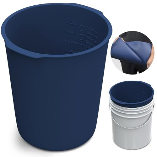 Dxmnoly 5 Gallon Bucket Liner Reusable Bucket Saver Liner with Measurements for Thinset, Mortar, Concrete Mixtures, Grout, Mud and Cement, Flexible Food Grade Silicone Bucket Liner, Blue