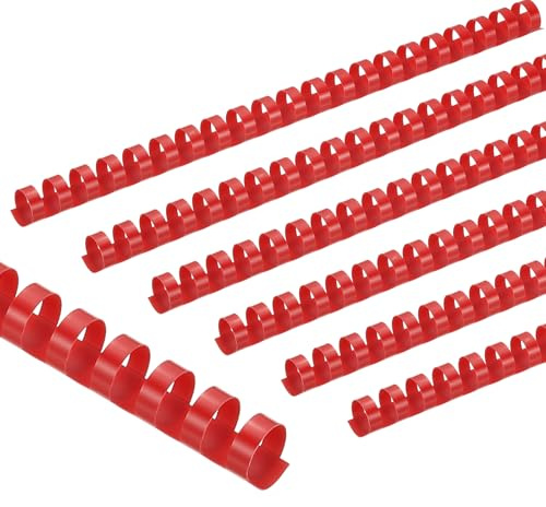 PATIKIL 16mm (5/8) Plastic Binding Combs, 100 Pcs 21 Rings Comb Binding Spines 120 Sheet Capacity Letter Size for Binding Paper Sheets Notebook Calendar Picture Album, Red
