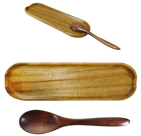Repose cuillère cuisine, cuillère de cuisson longue en bois brun Vintage spécialement conçu pour le café décontracté thé avec cuillère en bois