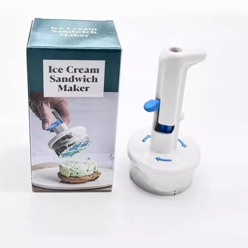 Ice Cream Sandwich Maker Tool, Easy Release One-Handed Scoop Mold for Homemade Stainless Steel Ice Cream Burgers Cookies Ice Cream Cookie Sandwich Scoop for Kitchens Dessert Shop Girls Kids (A2)