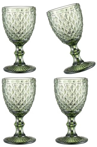 Set di 4 bicchieri da vino colorati in cristallo per succhi di frutta, bicchieri in vetro con motivo goffrato, articoli per la casa in vetro Drinkwares