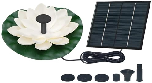 Flytande solfontän, mångsidig munstyckssats ideal, husdjur och monokristallint silikon med soldriven lotusdesign, för dammar, trädgårdsdekor och fågelbad