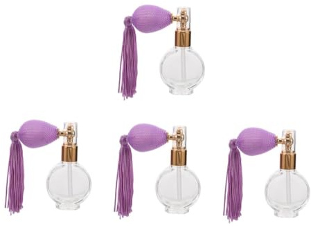 OATIPHO 4 Piezas Botella Atomizadora Recargable Vintage de Vidrio con Spray Fino y Portátil para Perfume y Polvo Corporal Frasco Compacto para Viaje y Múltiple