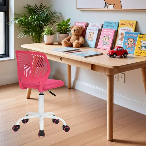 FurnitureR Sedia per bambini regolabile in altezza per scrivania, ergonomica, colorata con schienale e braccioli, sedia girevole a 5 ruote, per bambini da 3 a 10 anni, portata fino a 100 kg