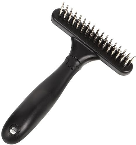 TEHAUX Kleiner Pferde Haustier striegel mit Ergonomischem Rutschfestem Griff Stabilem Kunststoff stahl material Schonend für Fell und Haut zur Entfernung von Unterwolle und Losem Haar
