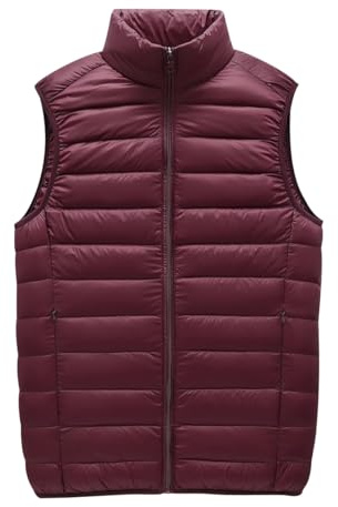 Chaleco Plumon Hombre Ligero Chaleco Plumas Guateado sin Mangas Chalecos Acolchados Plumifero Plumífero Ultraligero Chaqueta Abrigo sin Mangas Hombre Tallas Grandes Invierno Fino Senderismo Rojo 6XL