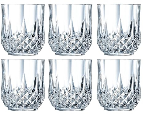 Reldor Whisky Glasses Set of 6 – 290ml Diamond Cut Crystal Glasses Set for Whisky, Cocktails, Wine & Juice – Premium Cut Glass Drinking Set, Elegant Gift Set for Home, Bar & Entertaining