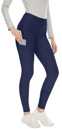 CGUOHU Termiska ridbyxor tjocka ridbyxor kvinnor full silikon ridbyxor kvinnliga sport hästkläder tävling tights, Mörkblått, L