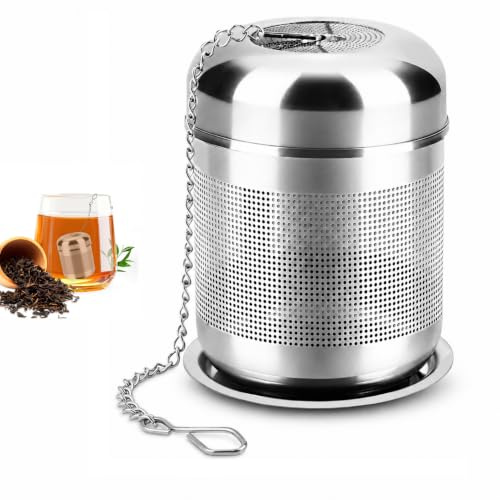 Tea Strainer,Stainless Steel Tea Strainer for Loose Tea,Tea Filter Diffuser | Tea Infuser with Drip Trays with Extended Chain Hook,for Loose Leaf Tea,Herbal Tea,Spice(Teapot,Mugs,Cups)