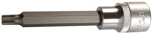 SW-Stahl 05207L Schraubendreheinsatz 1/2 Zoll Innenvielzahn M9 x 100 mm | Langer Schrauberbit aus S2-Sonderstahl, kompatibel mit 12,5 mm Vierkantantrieb, ideal für tiefliegende metrische Schrauben