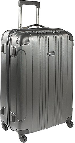 Kenneth Cole REACTION Out of Bounds Lightweight Hardshell 4-Wheel Spinner Luggage, Charcoal, 28-Inch Checked