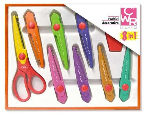 FORBICI CON 8 LAME DECORATIVE IN SCATOLA