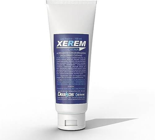 DEAKOS XEREM Emulsione fluida tubo 100 ml- con Colostro, Acido Ialuronico, Vitamina E, Calendula, Olio di Oliva- Psoriasi- Dermatiti- Cicatrizzazione cutanea