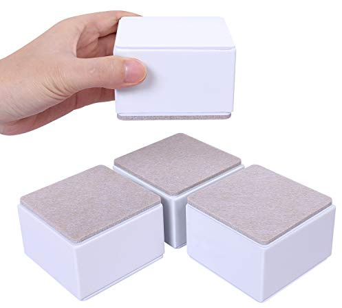 AIRUJIA 5 cm Möbelerhöhung aus Karbonstahl, Durchmesser 8 cm, Selbstklebend, Robuste Möbelerhöhung, Fügt 5 cm Höhe zu Betten Sofas und Schränken Hinzu, Quadrat Weiß