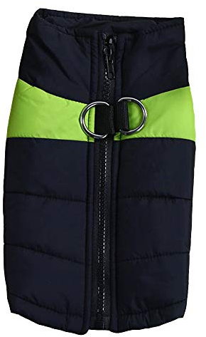 YAOTT wasserdichte Hundejacke Haustier Hund Warm Mantel Jacke Haustierweste mit D-Ring Regenmantel Gepolstert Haustier Skianzug für Herbst Winter Leuchtendes Grün 6XL