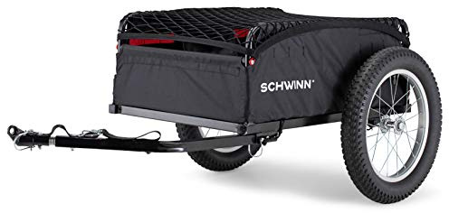 Schwinn Porter Bike Cargo Trailer, Holds up to 100 lb, Universal Coupler, Folding Frame, Quick-Release Wheels, 16-Inch Air-Filled Tires, Interior D-Rings, Schwinn Bike Trailer for Carrying Cargo
