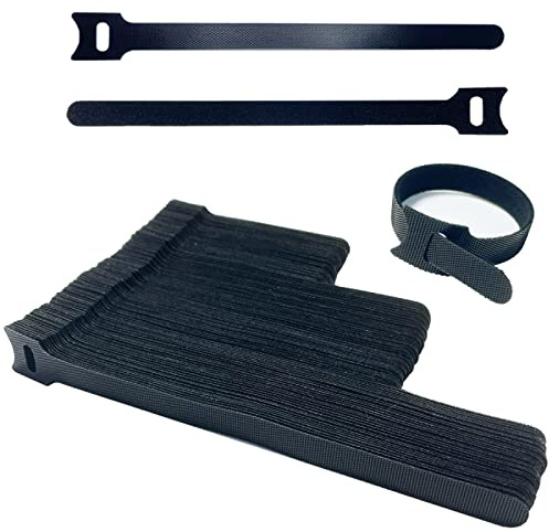 Kardborreband svart 100 stycken kardborrband kardborrband självhäftande 100/150/200 mm x 12 mm kabel organisering premiumkvalitet UV-tålig set återförslutningsbar