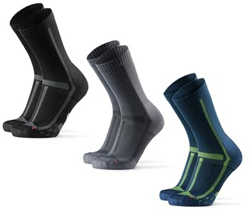 DANISH ENDURANCE Chaussettes de Running Longues Distances, Anti-Ampoules Homme Femme, Lot de 3 ou 5, Multicouleurs (1x Noir, 1x Gris, 1x Bleu Marine), 43-47
