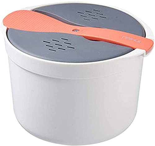 elemhome Reiskocher Mikrowelle Reiskocher Sicher Multifunktionales Kochgeschirr Dampfgarer 2L für Zuhause Küche Reis Kochen Orange