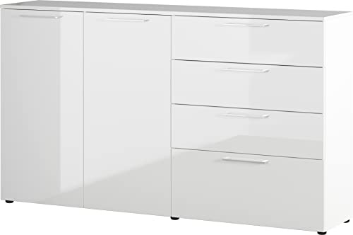 Germania Sideboard 3559-84 GW-Sunnyvale, in Weiß, Front und Oberboden Hochglanz, 186 x 107 x 40 cm (BxHxT)