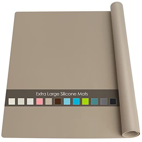 Extra Large Silicone Mats for Crafts, Kids, Dinner & Countertop Protection - Heat Insulated Kitchen Pastry Mat - Brown, 23.6''x15.7''