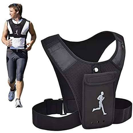 Onlynery Laufgürtel Für Handy, Laufweste Telefonhalter, Laufweste Herren, Handytasche Zu Joggen, Brusttasche Telefonhalter, Reflektierender Und Verstellbarer Lauftasche, Leicht Atmungsaktiv Training
