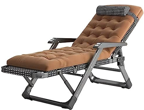 Gaommini Klappbarer Liegestuhl mit Kissen, verstellbare Garten-Sonnenliege für drinnen und draußen, leichte Camping-Liegestühle, Liegestühle für Terrasse, Rasen, Strand (Farbe : #3)
