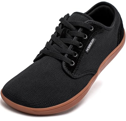 HOBIBEAR Unisex Wide Barefoot Minimalist Shoes for Men Women Outdoor Trail Walking Shoes(Black/Brown, UK 6.5)