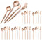 24-Piece Stainless Steel Cutlery Set – Knife Fork Spoon Set for 6, Mirror Polished, Dishwasher Safe, Easy to Clean, Flatware Set for Home, Kitchen & Dining(Rose Gold)