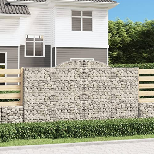 Chaduof Gabionen mit Hochbogen 2 STK Gabionenkörbe, Gabionen Hochbeet, Steinkorb, Gabionengitter, Drahtkorb Für Pflanzen, Kräuterspirale Für Garten, 300x50x160/180cm Verzinktes Eisen