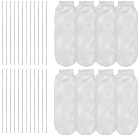 8 Stück Flusensieb für Waschmaschine, mit 24 Stück Kabelbinder Wäsche Flusenfänger Nylonnetz Flusensammler für Zuhause Waschmaschine Waschbecken Abflusssysteme Schlauch Siebfilter (Weiß)