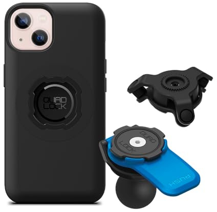 Quad Lock Telefonfäste för Motorcykel med 1 Kulkopplingsadapter och Vibrationsdämpare med MAG-fodral för iPhone 13