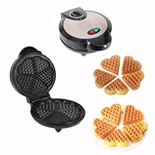 PAHION 1200W Mini-Waffelmaschine Herzwaffeleisen 5-Scheibe Belgisches Waffeleisen Doppelseitige Gleichmäßige Erwärmung Für Herzförmige Waffeln, Paninis, Hash Browns Zum Kindergeburtstag