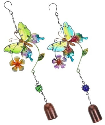 FUNOMOCYA 2pezzi Decorazione Da Esterno Con Design Farfalla Di Campane Vento Per Giardino e Balcone Ornamenti Appesi Per Decorazione Estiva