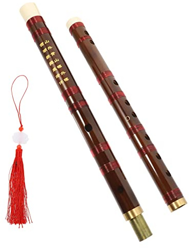 TOYANDONA 1 Set Flauta de Émbolo Dizi China en Do Flauta Tradicional de Bambú Membrana Práctica Musical y Estudio en Casa o Aula