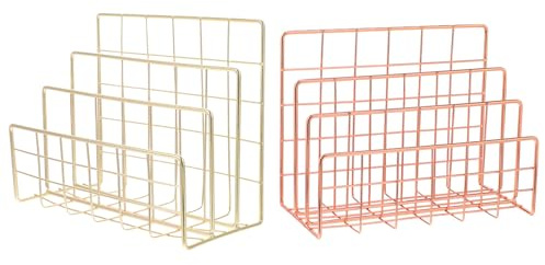 DOITOOL 2 pezzi, raccoglitore per documenti a 3 scomparti, portadocumenti in filo metallico, portadocumenti da scrivania per riviste, libri, cartelle, organizer per casa, ufficio, scuola, posta,