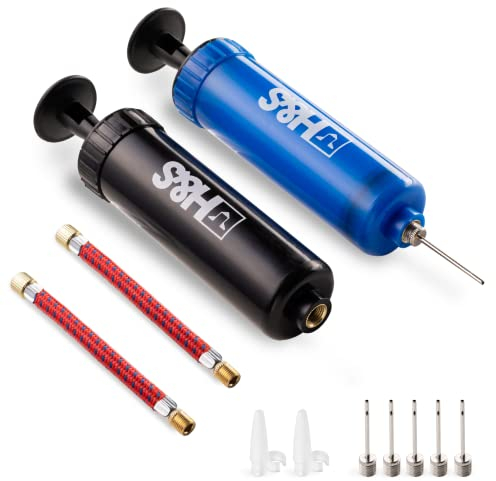 H&S 2 Inflator Ball Pump with Needle Pins Valve Adapter Adaptor Set for Football Basketball