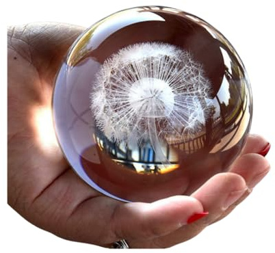 qianyue Cristal Pissenlit Ball Figurine Feng Shui Bureau Décoratif Tempête De Verre Boules Ornements Pissenlit Statue Artisanat la Photographie (60mm)