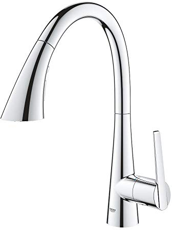 GROHE Zedra, Küchenarmatur 3 Strahlarten (Wasserhahn Küche mit ausziehbarer Brause, 360° schwenkbar, wassersparend dank variabler Mengenbegrenzung, einfache Spülbecken-Montage), chrom, 32294002