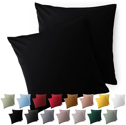 Blumtal Fundas de Almohada 50x50 cm (Juego de 2) - Fundas de cojín de Microfibra para sofá con Cremallera, Extra Suaves y Lavables, Certificado Oeko-Tex - Negro